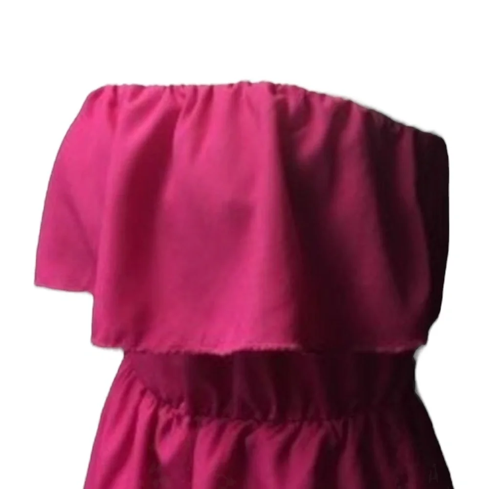 Lily Rose Tiered Fit & Flare Dress‎ XS Pink Strapless Ruffle Above Knee Flirty - Picture 7 of 7